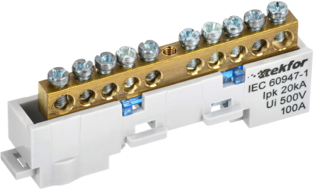 TEKFOR Шина N "ноль" неизол. на унив. держ. 6х9-10-С IEK