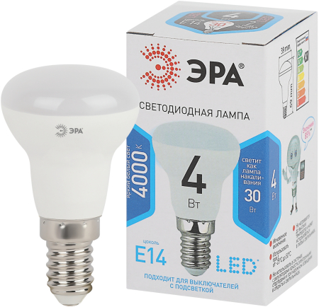 Лампа светодиодная Эра LED R39-4W-840-E14 (диод, рефлектор, 4Вт, нейтр, E14),