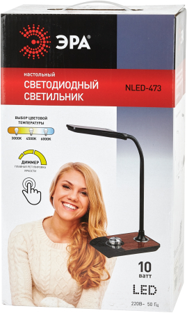 ЭРА NLED-473-10W-BK черный с деревом наст.светильник