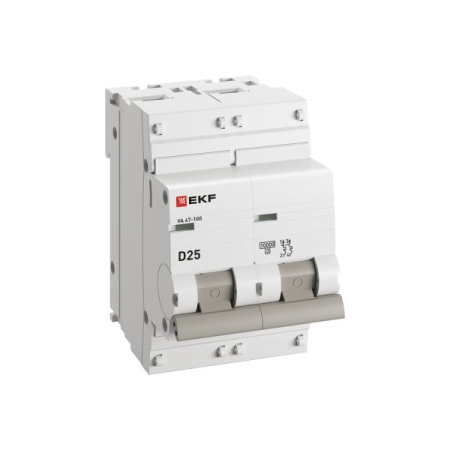 Автоматический выключатель 2P  25А (D) 10kA ВА 47-100 EKF PROxima