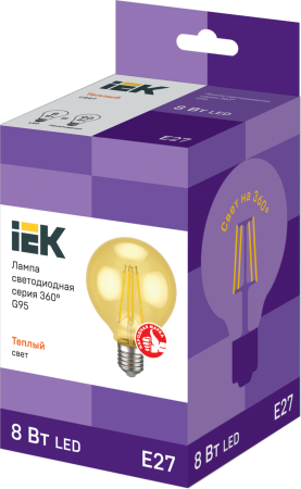 Лампа LED G95 шар золото 8Вт 230В 2700К E27 серия 360° IEK