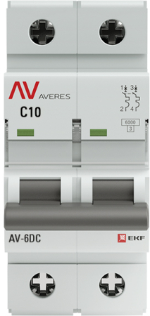 Выключатель автоматический AV-6 DC 2P 10A (C) 6kA EKF AVERES