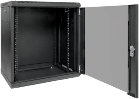 Шкаф настенный 19" TERACOM PRO 12U 600х600 мм дверь стеклянная с замком-ручкой чёрный