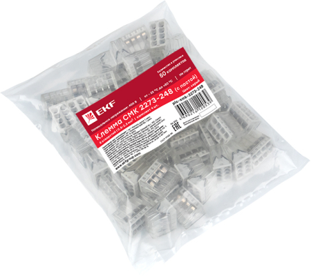 Строительно-монтажная клемма СМК 2273-248 (с пастой) 8 отверстий 0,5-2.5мм2 (50шт.) EKF PROxima