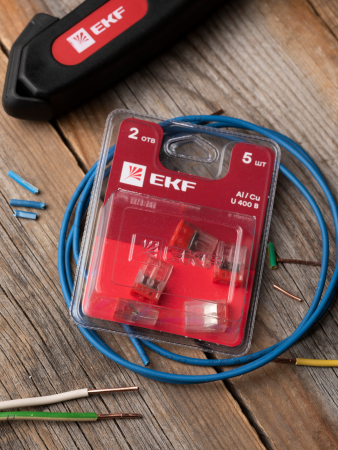 Строительно-монтажная клемма СМК 2273-242 (с пастой) 2 отверстия 0,5-2.5 мм2 блистер (5шт.) EKF PROxima