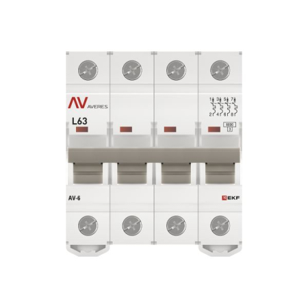 Выключатель автоматический AV-6 4P 63A (L) 6kA EKF AVERES