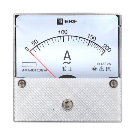 Амперметр AMA-801 аналоговый на панель (80х80) круглый вырез 200А трансф. подкл. EKF