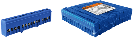 Шина "N" нулевая в синем изоляторе на DIN-рейку 6x9мм 15 групп TDM