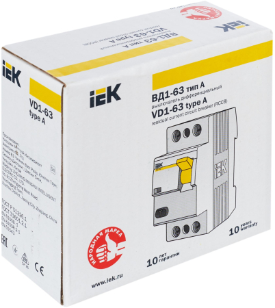 УЗО ВД1-63 2Р 16А 30мА тип А IEK