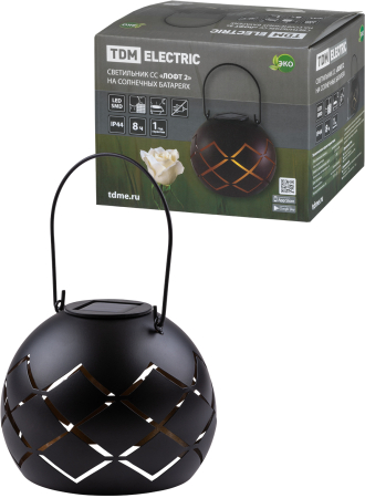 Светильник СС "Лофт 2" на солнечных батареях, сталь, 15х12 cм, TDM