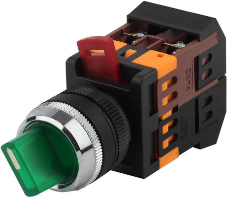 BSW10-ANCLR-3-K06E  Переключатель ЭРА BSW10-ANCLR-3-K06E АNСLR-22-3 на 3 фиксированных положения зеленый неон 240В I-0 1з+1р