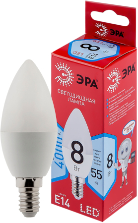 LED B35-8W-840-E14 R ЭРА (диод, свеча, 8Вт, нейтр, E14)