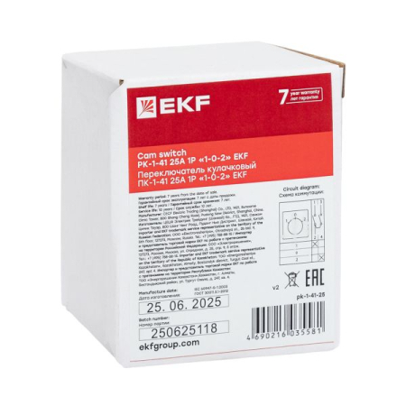 Переключатель кулачковый ПК-1-41 25А 1P "1-0-2" EKF PROxima